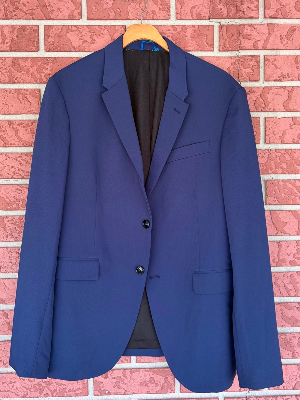 Zara Men's Navy Blue Two-Button Blazer